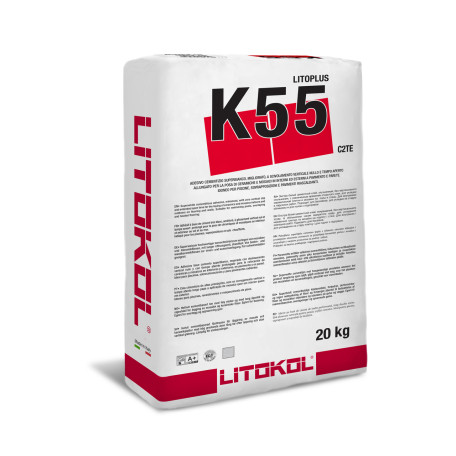 Клей на цементной основе Litokol LITOPLUS K55 20 кг C2TE, белый (K55B0020)
