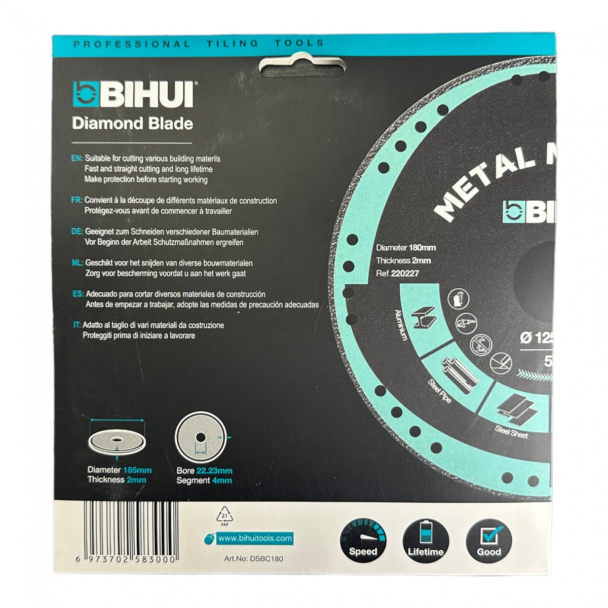 Диск алмазний BIHUI METAL MASTER 180x1,8x22,23 мм (DSBC180)