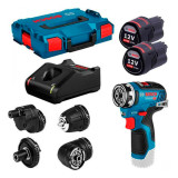 Бесщеточный аккумуляторный шуруповерт Bosch Professional GSR 12V-35 FC с 4 адаптерами, 2×GBA 12V 3.0Ah, ЗУ GAL 12V-40, L-Boxx 102 (06019H3000)