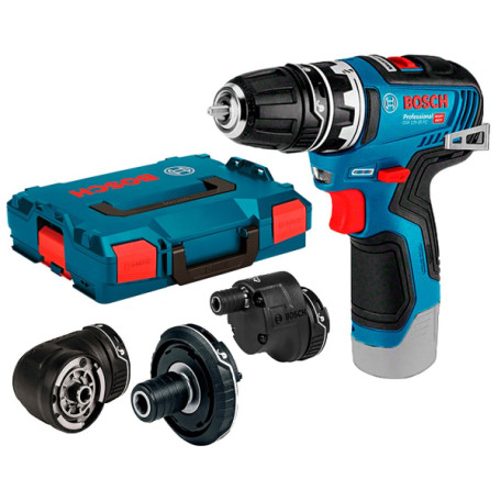 Безщітковий акумуляторний дриль-шуруповерт Bosch Professional GSR 12V-35 FC в L-Boxx 102 з 4 адаптерами, без акб і з/п (06019H3003)