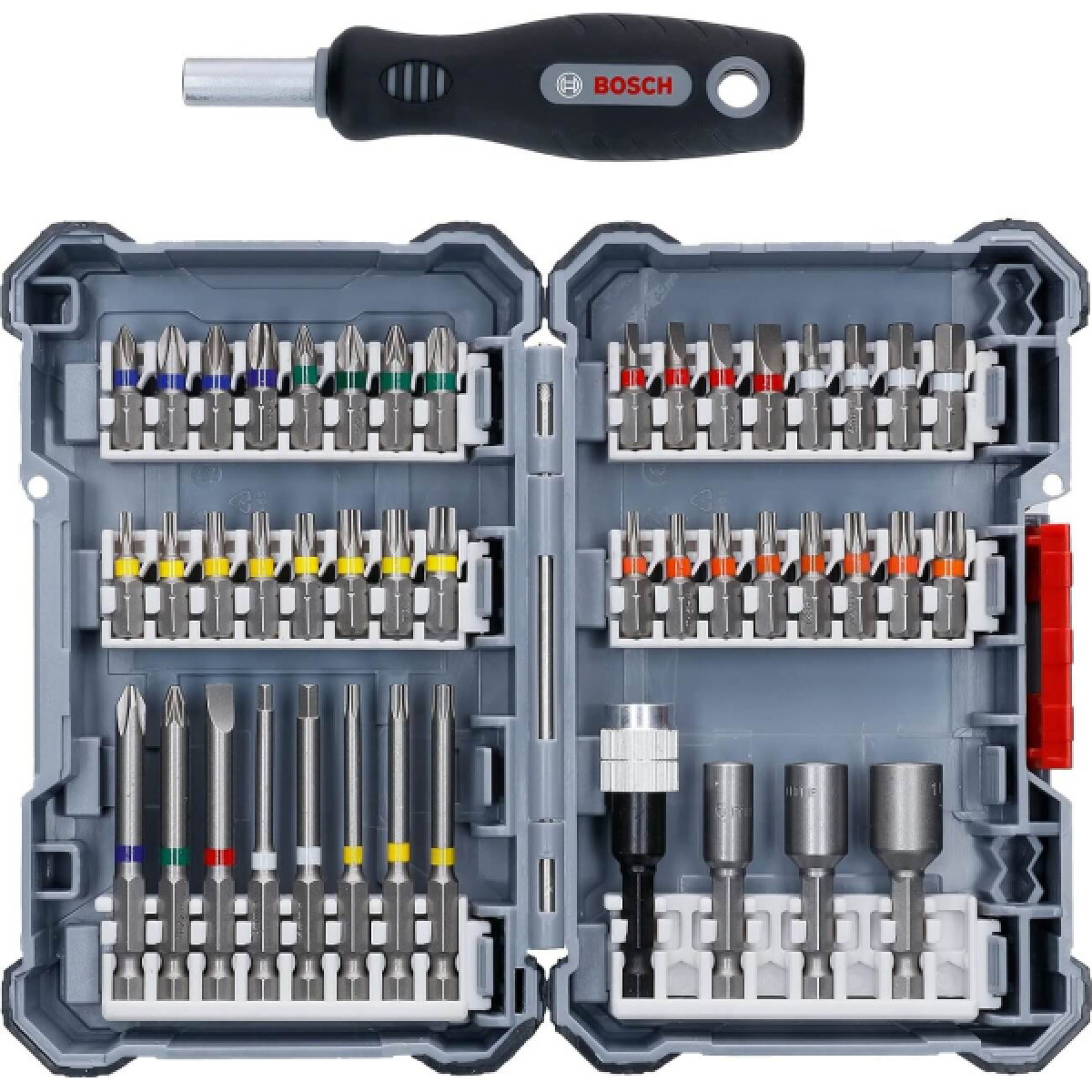 Набор бит Bosch Extra Hard с держателями и отверткой, 45 шт (2607017732)