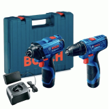 Набор инструментов Bosch Professional дрель-шуруповерт GSR 120-LI + ударный гайковерт GDR 120-LI в вализе с 2 акб GBA 12V по 2.0Ah и з/у (06019G8023)