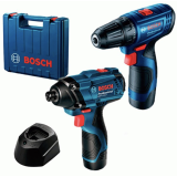 Набор инструментов Bosch Professional дрель-шуруповерт GSR 120-LI + ударный гайковерт GDR 120-LI в вализе с 2 акб GBA 12V по 2.0Ah и з/у (06019G8023)