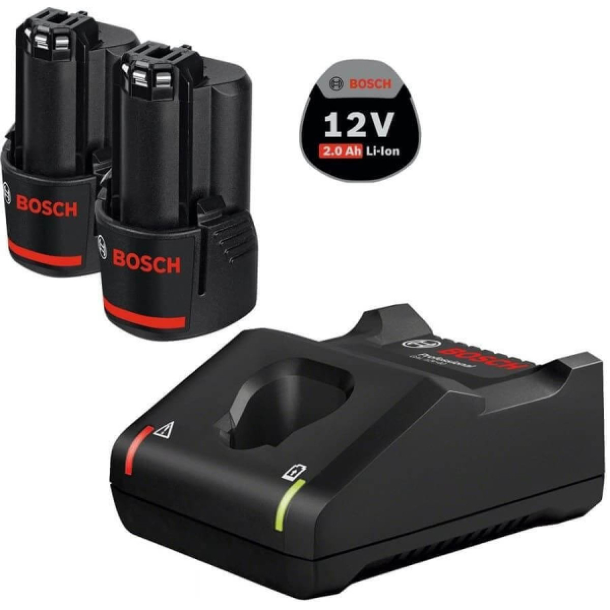 Комплект аккумуляторов Bosch Professional 2×GBA 12V 2.0Ah + зарядное устройство GAL 12V-40 (1600A019R8)