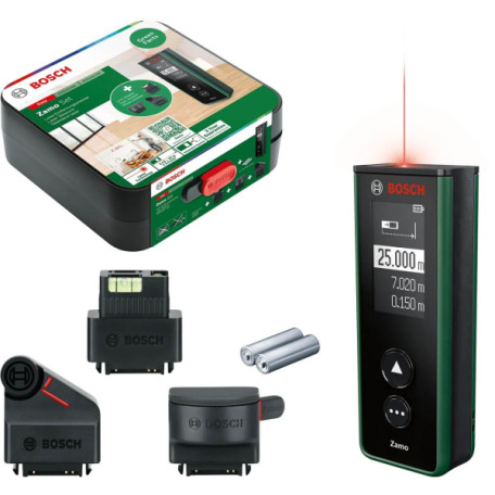 Лазерный дальномер Bosch Zamo IV Set с ленточным, линейным и колесным адаптерами в кейсе (0603672901)