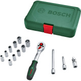 Набор трещотки 1/4 с торцевыми головками, адаптером и удлинителями Bosch, 14 шт. (1600A02BY0)