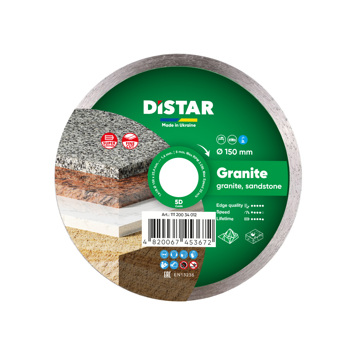 Диск алмазний Distar Granite 180 мм для граніта/щільного піщаника (11120034014)
