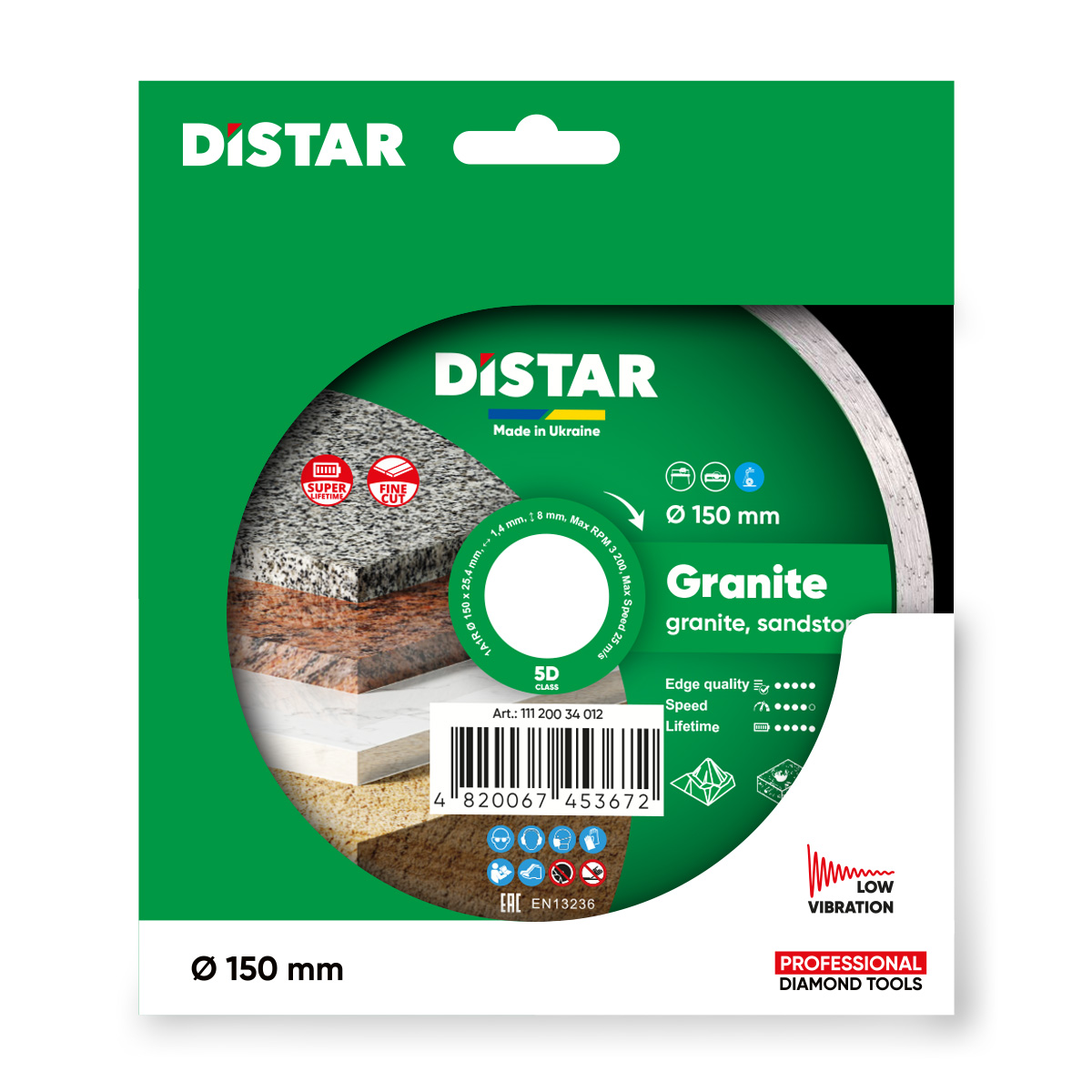 Диск алмазний Distar Granite 180 мм для граніта/щільного піщаника (11120034014)