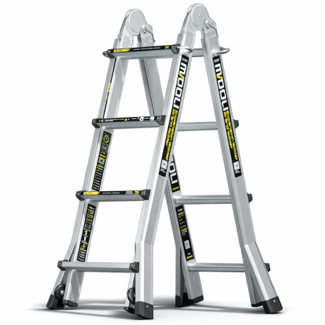 Универсальная телескопическая лестница MADOLI Bafen Midoli 4+4 ступении + колеса (FIXSTEP4P)