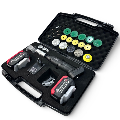 Угловая аккумуляторная шлифмашина FIXTOOL Pomogator BLACKOUT с 2 АКБ 4A 18V (FIX200WBATMK)