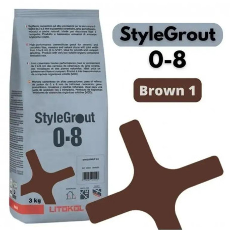 Цементная затирка StyleGrout 0-8 (Brown 1) 3 кг (SG08BRW10063)