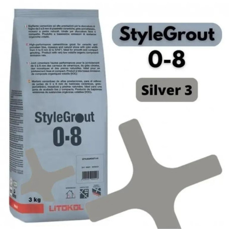 Цементная затирка StyleGrout 0-8 (Silver 3) 3 кг (SG08SLV30063)