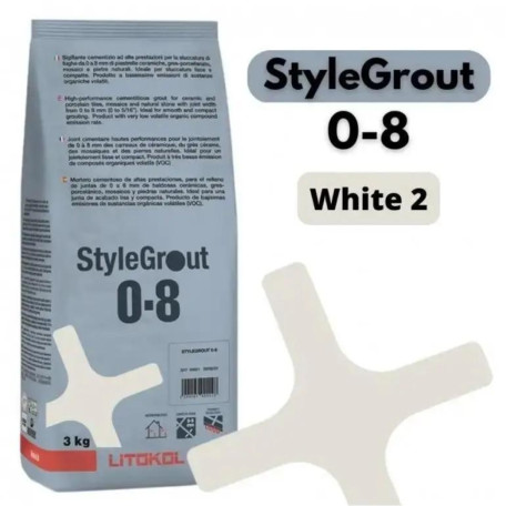 Цементная затирка StyleGrout 0-8 (White 2) 3 кг (SG08WHT20063)