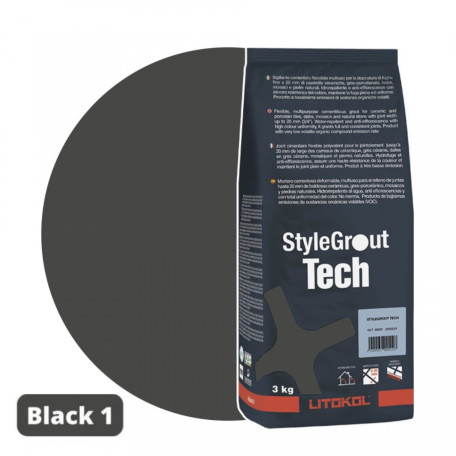 Цементная затирка StyleGrout Tech 0-20 (Black 1) 3 кг (SGTCHBLK10063)