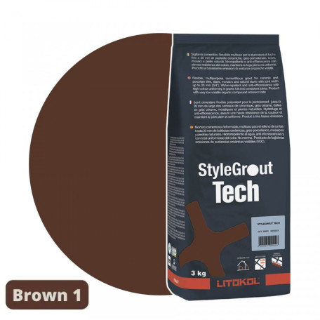 Цементная затирка StyleGrout Tech 0-20 (Brown 1) 3 кг (SGTCHBRW10063)