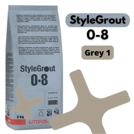 Цементная затирка StyleGrout 0-8 (Grey 1) 3 кг (SG08GRY10063)