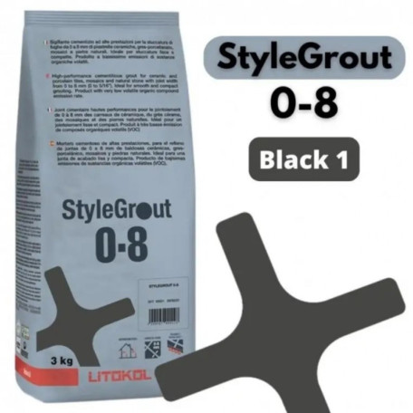 Цементная затирка StyleGrout 0-8 (Black 1) 3 кг (SG08BLK10063)