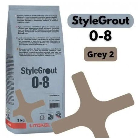 Цементная затирка StyleGrout 0-8 (Grey 2) 3 кг (SG08GRY20063)