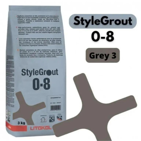 Цементная затирка StyleGrout 0-8 (Grey 3) 3 кг (SG08GRY30063)