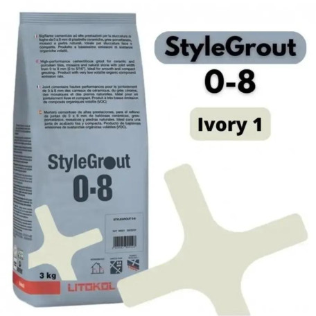 Цементная затирка StyleGrout 0-8 (Ivory 1) 3 кг (SG08IVR10063)