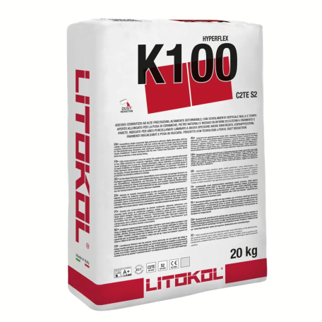 Клей на цементной основе Litokol HYPERFLEX K100 20 кг C2TES2, серый (K100G0020)