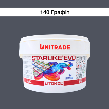 Эпоксидная затирка Litokol Starlike EVO 140 графит 1 кг (STEVONGR0001)