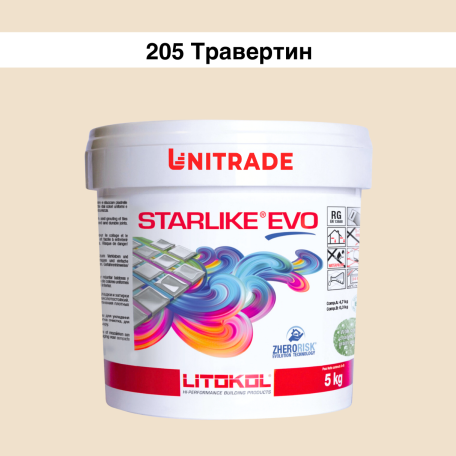 Эпоксидная затирка Litokol Starlike EVO 205 травертин 5 кг (STEVOTRV0005)