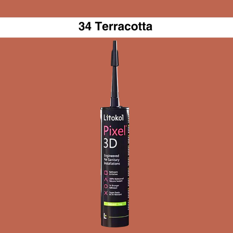 Силиконовый герметик LITOKOL Pixel 3D - 34 Terracotta, (теракота), 300 мл (PX3DTCT0121)