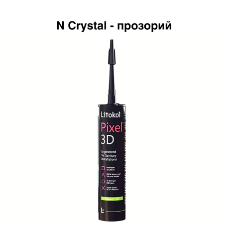 Силиконовый герметик LITOKOL Pixel 3D - N Crystal (прозрачный), 300 мл (PX3DNCRY0121)