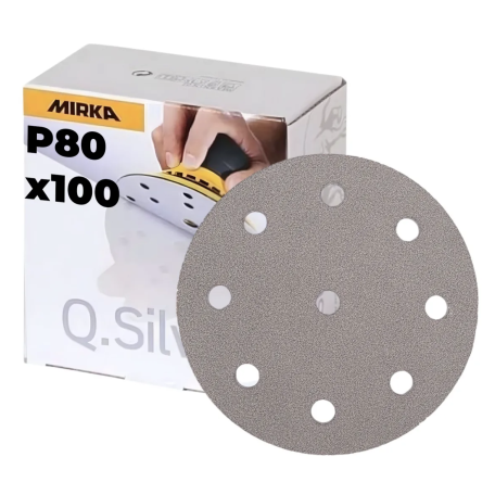Шлифовальный круг Mirka Q.SILVER 125мм, 9 отверстий Р80, 100 шт/уп (3661809980)