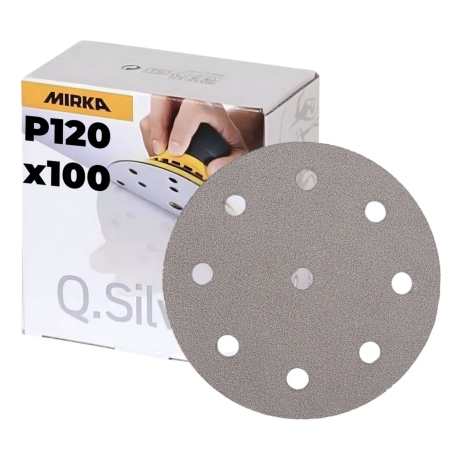 Шлифовальный круг Mirka Q.SILVER 125мм, 9 отверстий Р120, 100 шт/уп (3661809912)