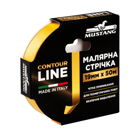 Малярная лента MUSTANG CONTOUR LINE 19 мм × 50 м, жёлтая (ITWP1950G)