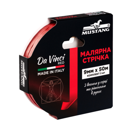Малярная лента MUSTANG Da Vinci RED 9 мм × 50 м, (2 шт/компл), красная (ITWP950R)