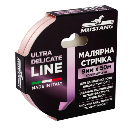 Малярная лента MUSTANG ULTRA DELICATE LINE 9 мм × 50 м, (2 шт/компл), розовая (ITWP950Р)