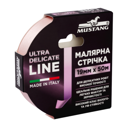 Малярная лента MUSTANG ULTRA DELICATE LINE 19 мм × 50 м, розовая (ITWP1950Р)