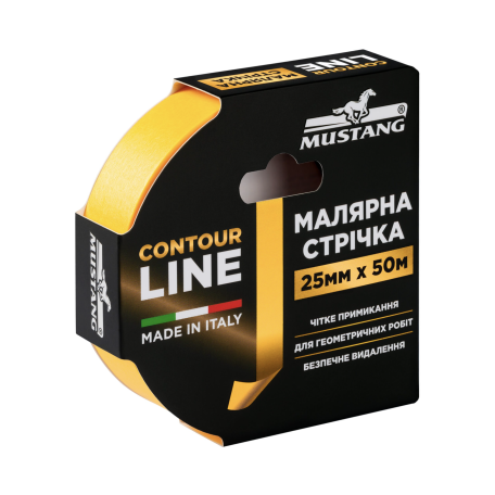 Малярная лента MUSTANG CONTOUR LINE 25 мм × 50 м, жёлтая (ITWP2550G)