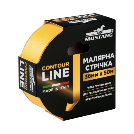 Малярная лента MUSTANG CONTOUR LINE 36 мм × 50 м, жёлтая (ITWP3650G)