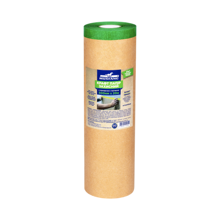 Защитная крафт-бумага с малярной лентой MUSTANG Masking Roller 500 мм x 20 м (MKP50020)