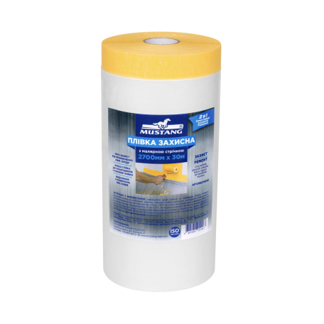 Защитная плёнка Mustang MASKING ROLLER с малярной лентой 2700 мм × 30 м (MR270030)