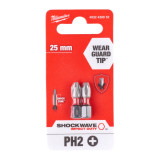 Насадка Milwaukee SHOCKWAVE PH2 25мм (2 шт) (4932430852)
