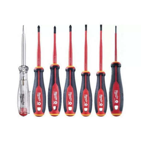 Набор трехгранных отверток Milwaukee VDE SL/PZ/PH+тестер напряжения – 7 од. (4932478738)