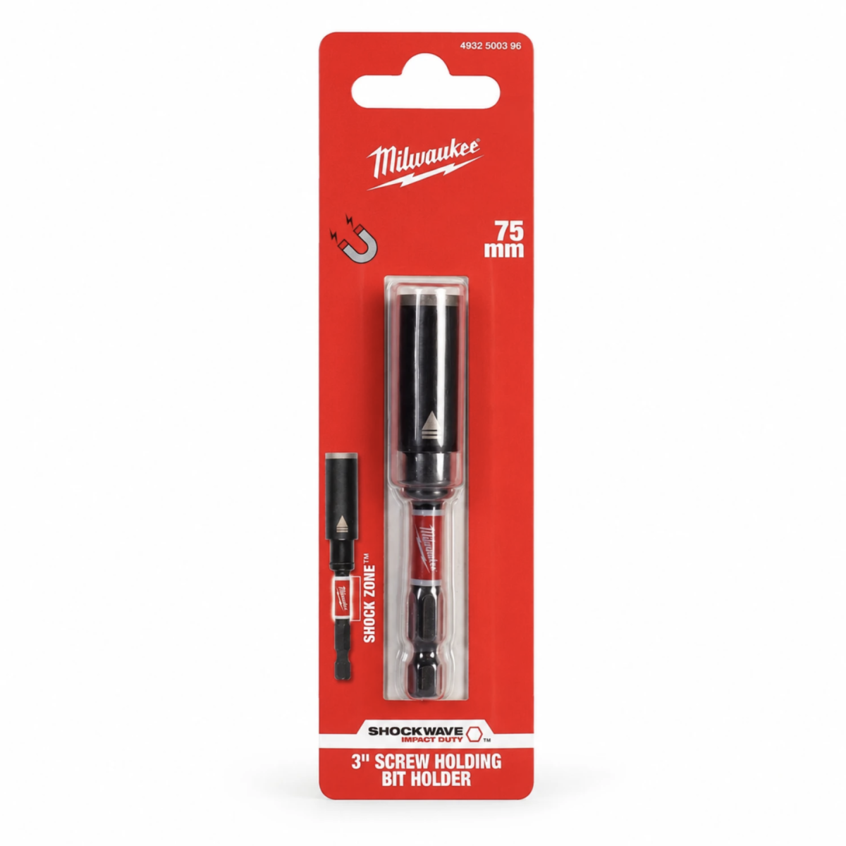 Держатель бит магнитный 1/4'' Hex 75мм с винтовым фиксатором Milwaukee (4932500396)