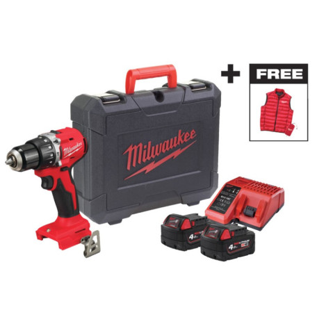 Шуруповёрт аккумуляторный бесщёточный ударный MILWAUKEE M18 BLPDRCMC-402C (60Нм) + жилетка (4933499458)