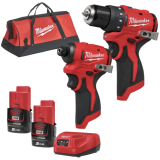 Набір акумуляторних інструментів Milwaukee M12 BLPP2D-202B (BLDDRC.BLIDRC.ЗУ+2акк.Х2Ач+сумка) (4933500139)