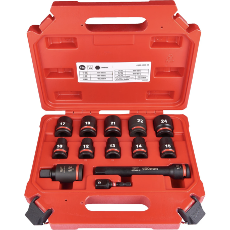 Набор ударных удлиненных головок MILWAUKEE SHW 1/2'' SKT, 13 пр.  (4932480456)