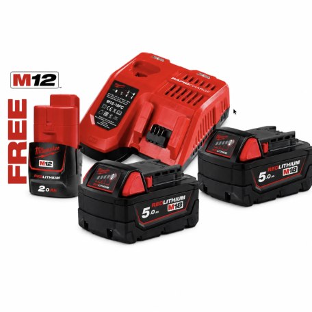 Энергокомплект Li-Ion MILWAUKEE, M18 HNRG-552 (зарядное устройство M12-18FC, 2 аккумулятора М18 HВ5.5 5,5Ач) (4933464713)