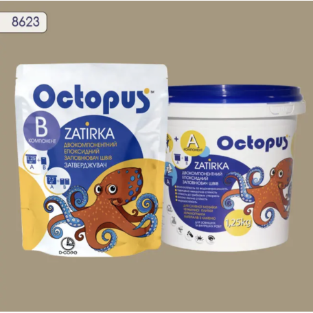 Двокомпонентна епоксидна фуга Octopus Zatirka колір сірий 8623, 1,25 кг (8623-1)