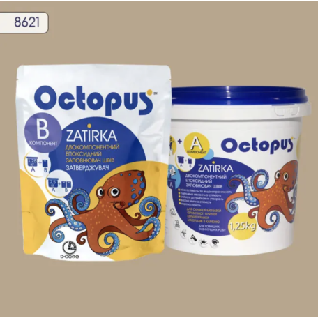 Двокомпонентна епоксидна фуга Octopus Zatirka колір сірий 8621, 1,25 кг (8621-1)