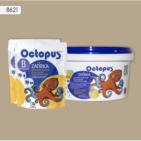 Двокомпонентна епоксидна фуга Octopus Zatirka колір сірий 8621, 2,5 кг (8621-2)