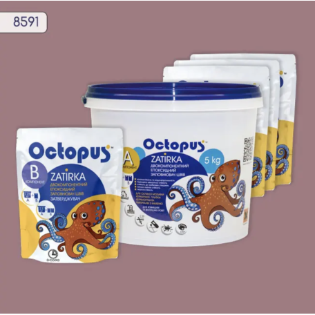 Двокомпонентна епоксидна фуга Octopus Zatirka колір світло-фіолетовий 8591, 5 кг (8591-5)